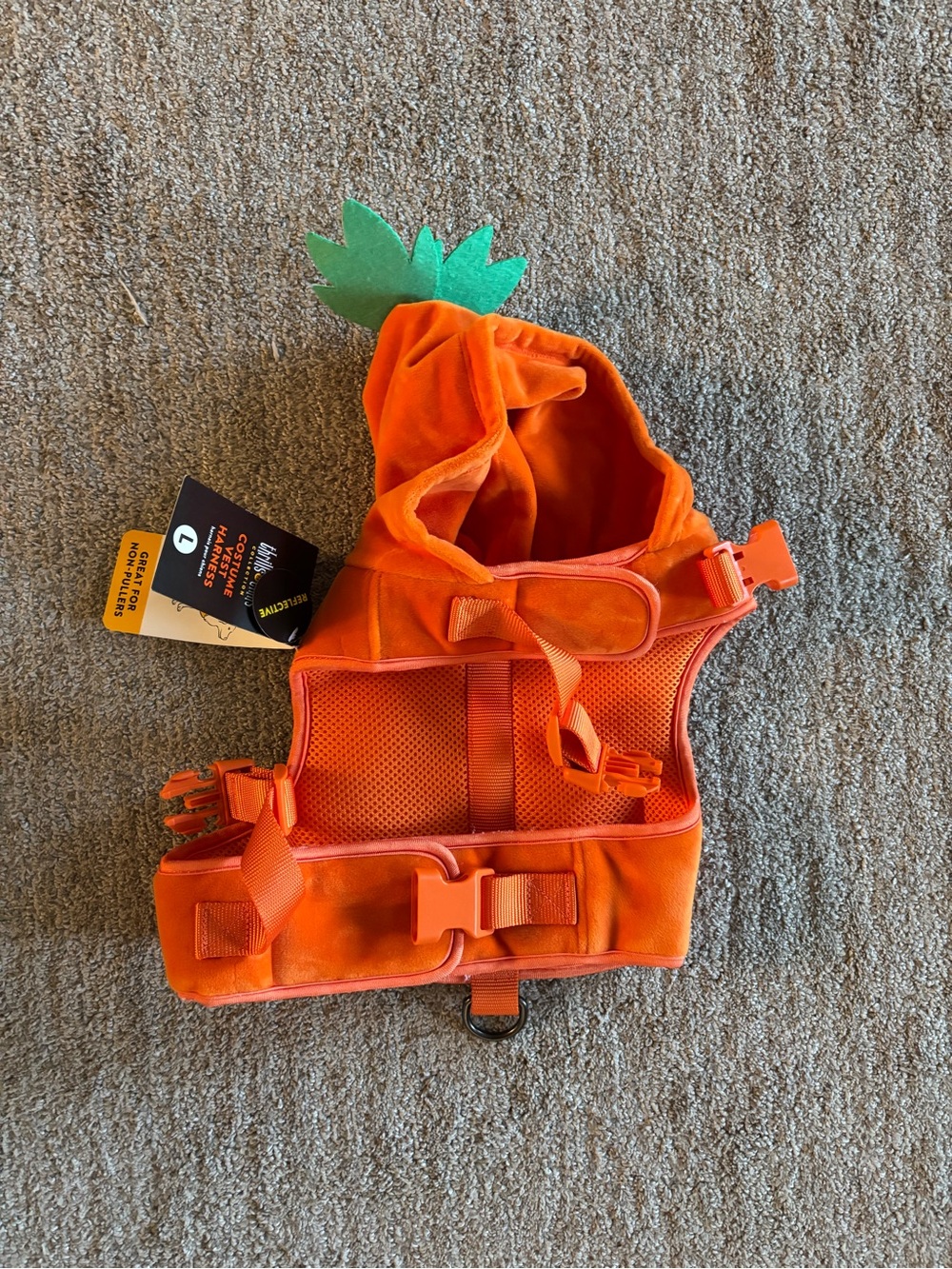 Pumpkin Hooded Dog Costume Harness - Picture 2 of 5